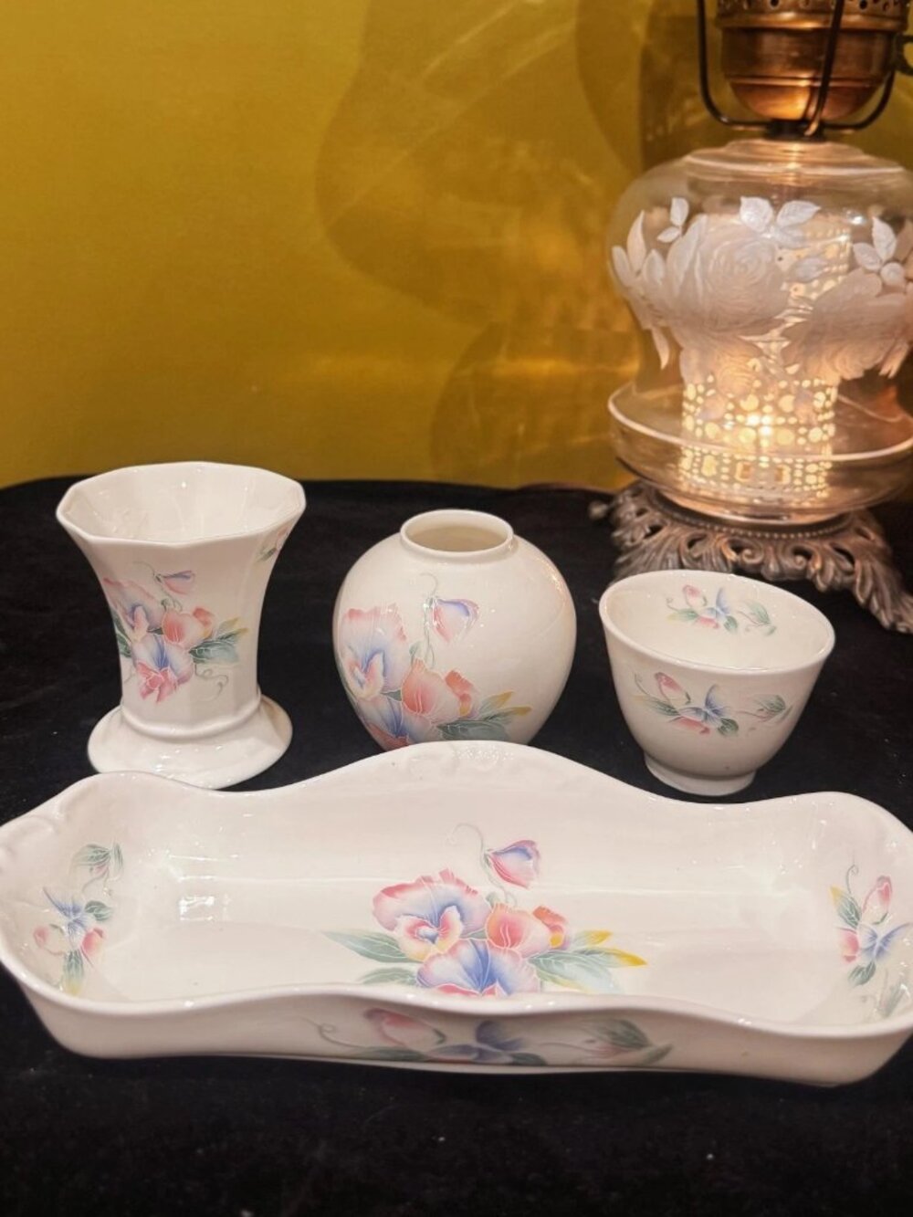 Aynsley Little Sweetheart Vase Jar Bowl Tray Set